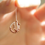 Es handelt sich um ein Symbolbild des Kupferperlenballes. Dieser wird von Daumen und Zeigefinger gehalten und befindet sich im Vordergrund einer Handinnenfläche.